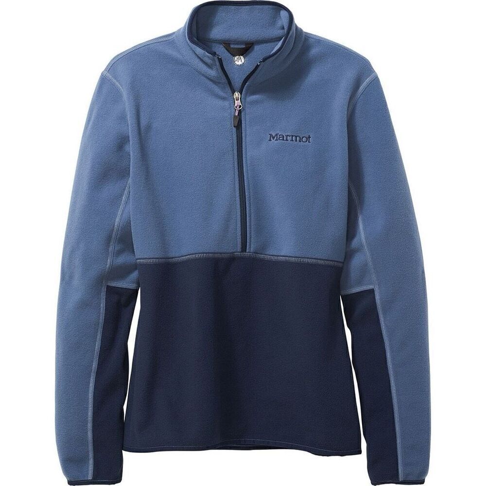 Marmot Rocklin 1/2 Zip Women's Sweater Periwinkle Navy Blue Mock Neck Size Large